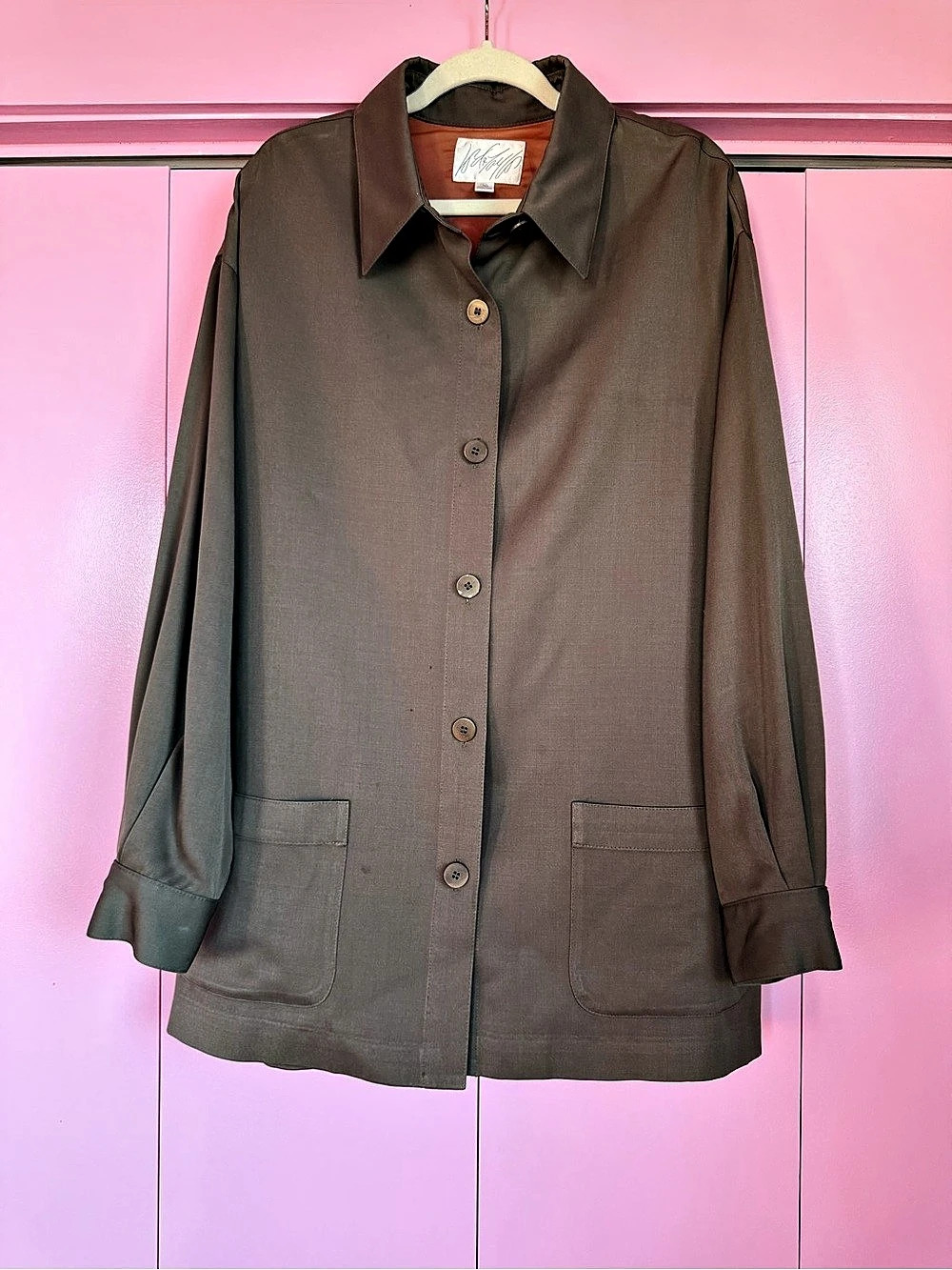 Vintage Lord & Taylor Brown Wool Utility Button-Down Jacket / Coat / Size 16